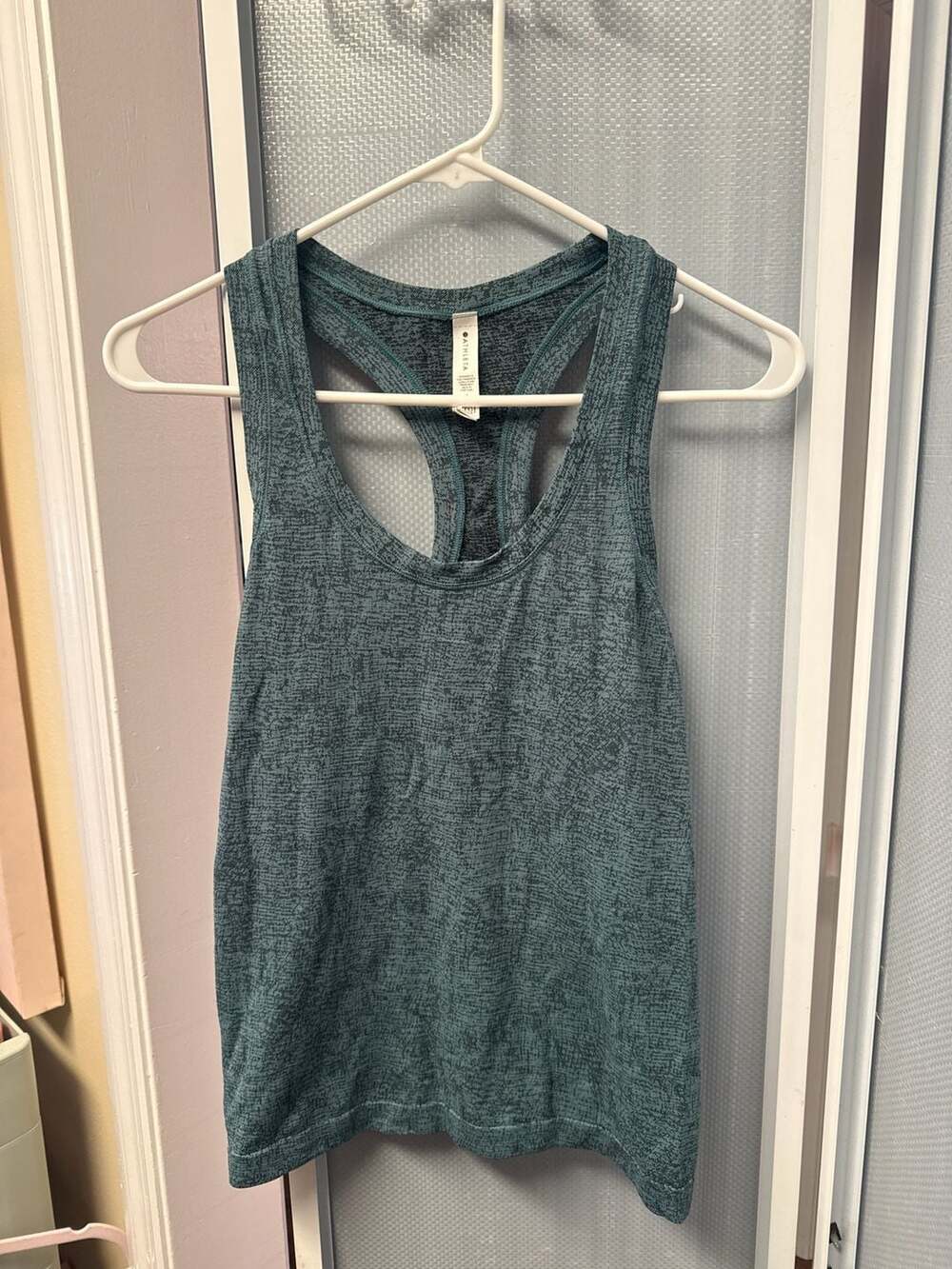 Athleta Momentum Seamless Racerback Tank Top Heathered Teal Size S